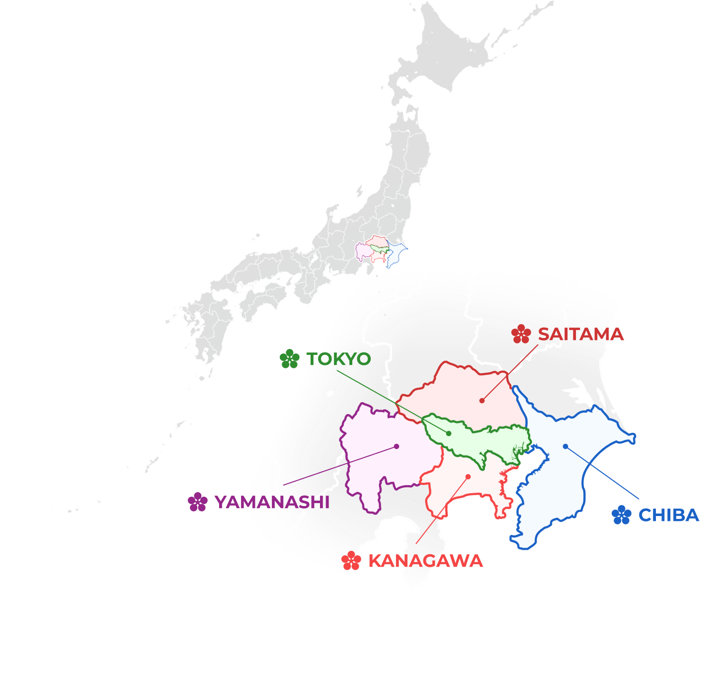 Map of Kanto Region in Japan